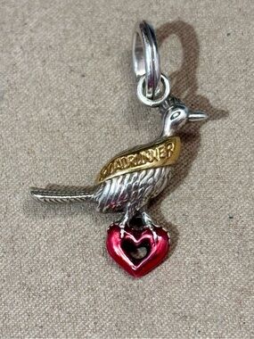 🆕Listing! Brighton New Mexico state charm Road runner bird Silver Gold Red heart